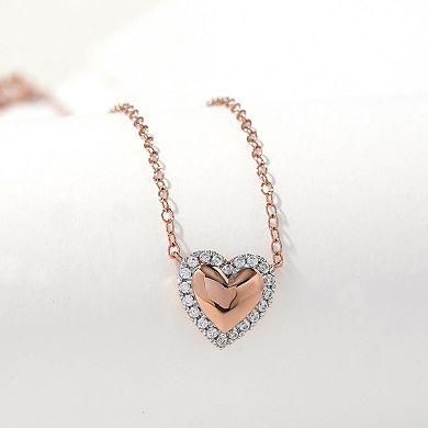 DeCouer 1/8 Carat T.W. Diamond Heart Halo Necklace