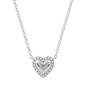 DeCouer 1/8 Carat T.W. Diamond Heart Halo Necklace