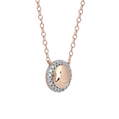 DeCouer Sterling Silver 1/8 Carat T.W. Diamond Halo Necklace