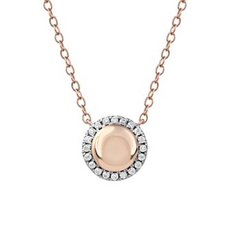 DeCouer Sterling Silver 1/8 Carat T.W. Diamond Halo Necklace
