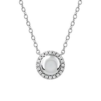 DeCouer Sterling Silver 1/8 Carat T.W. Diamond Halo Necklace