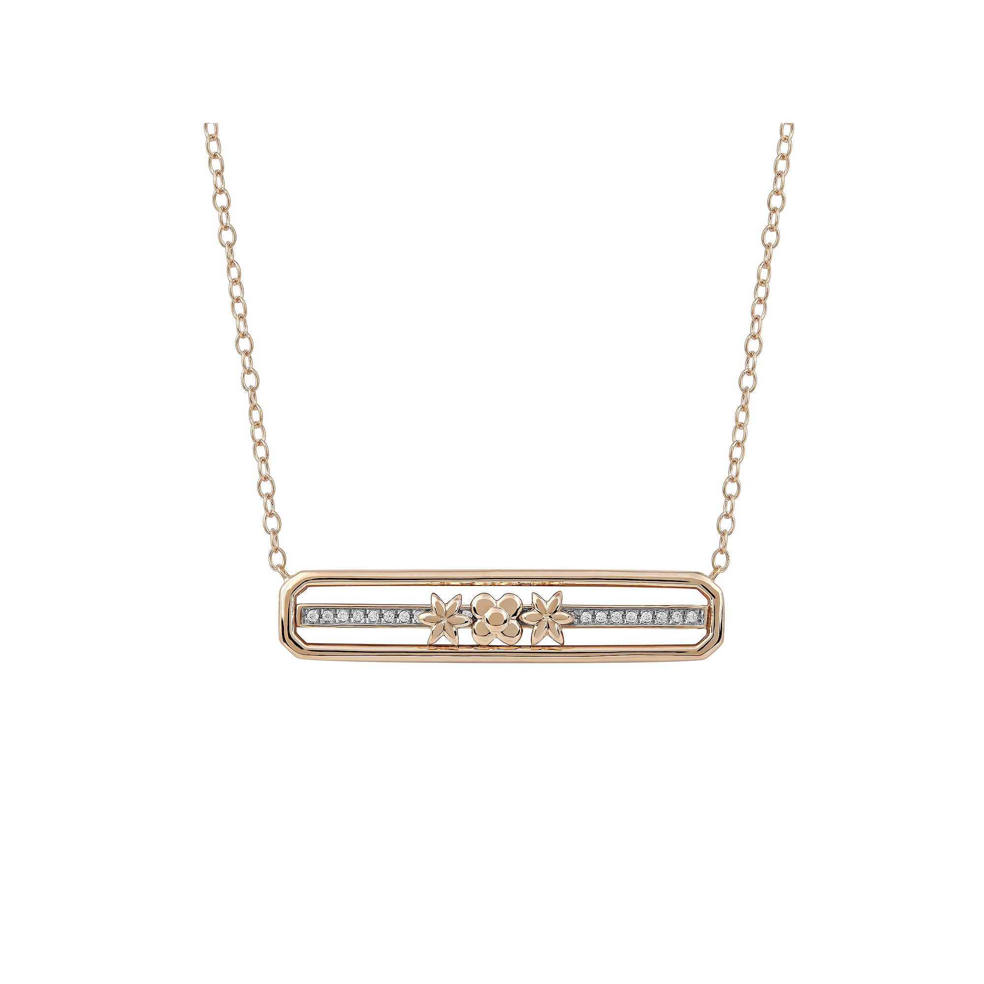 DeCouer 1/10 Carat T.W. Diamond Bar Necklace, Womens, Size: 18, Rose Go