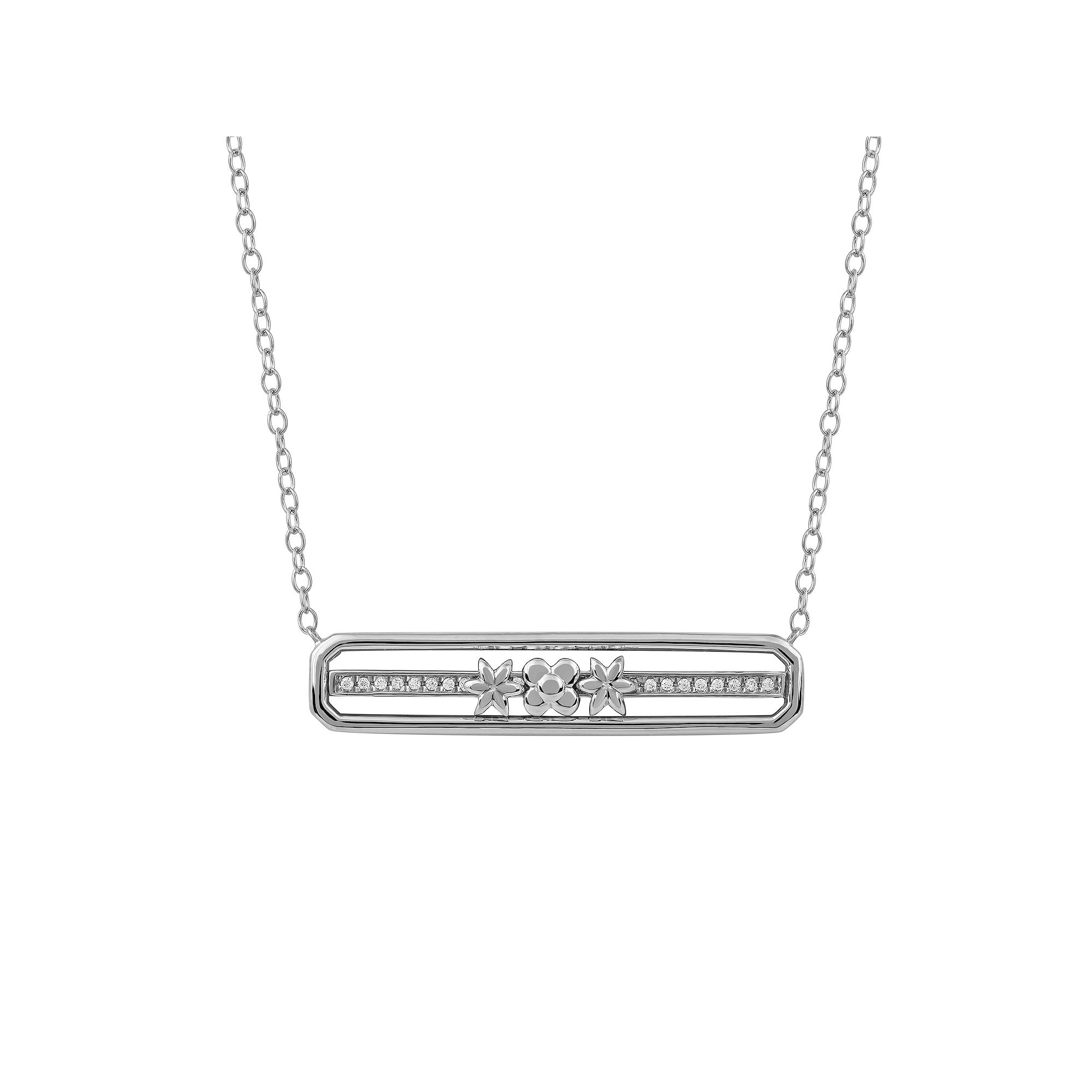 DeCouer 1/10 Carat T.W. Diamond Bar Necklace, Womens, Size: 18, Silver 
