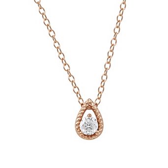 DeCouer 1/5 Carat T.W. Diamond Solitaire Teardrop Pendant Necklace