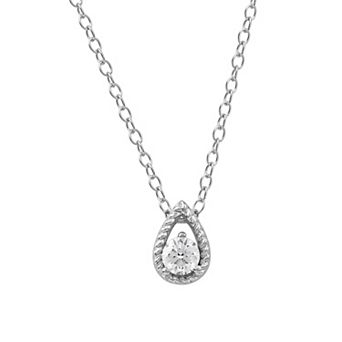 DeCouer 1/5 Carat T.W. Diamond Solitaire Teardrop Pendant Necklace
