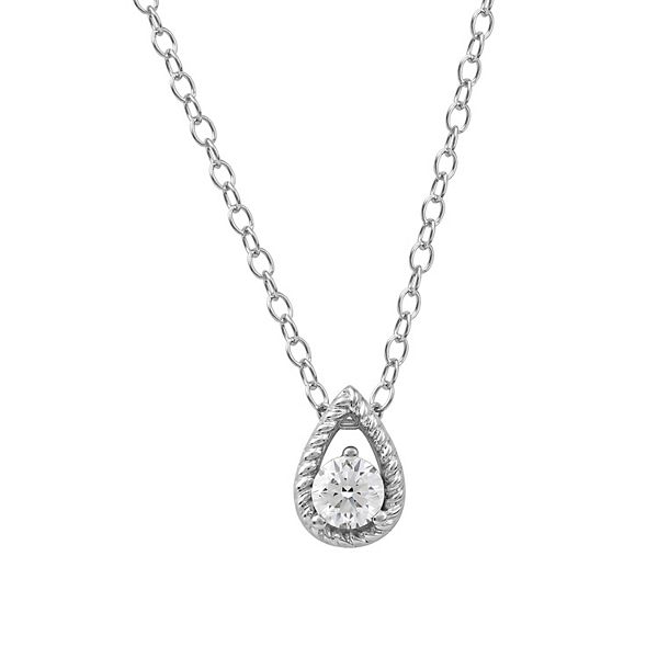 DeCouer 1/5 Carat T.W. Diamond Solitaire Teardrop Pendant Necklace