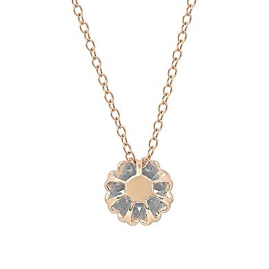DeCouer Sterling Silver 1/3 Carat T.W. Diamond Flower Pendant Necklace