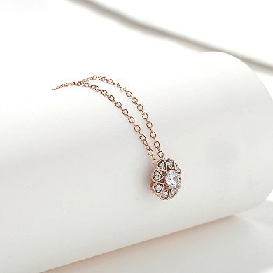 DeCouer Sterling Silver 1/3 Carat T.W. Diamond Flower Pendant Necklace