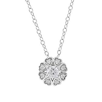 DeCouer Sterling Silver 1/3 Carat T.W. Diamond Flower Pendant Necklace