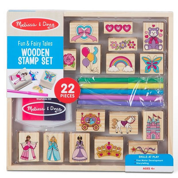  Melissa & Doug Deluxe Wooden Stamp and Coloring Set – Fairy  Tale (30 Stamps, 6 Markers, 2 Durable 2-Color Pads) - Fairy Tale-Themed  Stamps For Kids Activity Set : Toys & Games