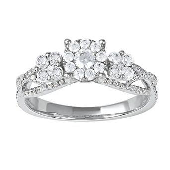 DeCouer 10k Gold 3/4 Carat T.W. Three Stone Composite Diamond Engagement Ring