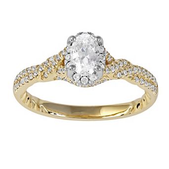 DeCouer 10k Gold 5/8 Carat T.W. Diamond Oval Halo Engagement Ring