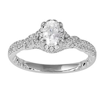 DeCouer 10k Gold 5/8 Carat T.W. Diamond Oval Halo Engagement Ring