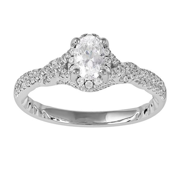 DeCouer 10k Gold 5/8 Carat T.W. Diamond Oval Halo Engagement Ring - 10k ...