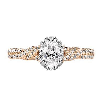 DeCouer 10k Gold 5/8 Carat T.W. Diamond Oval Halo Engagement Ring