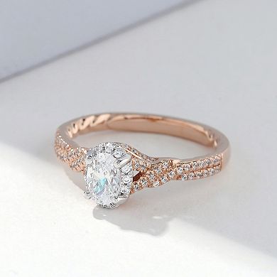 DeCouer 10k Gold 5/8 Carat T.W. Diamond Oval Halo Engagement Ring