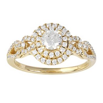 DeCouer 10k Gold 3/4 Carat T.W. Diamond Double Halo Engagement Ring