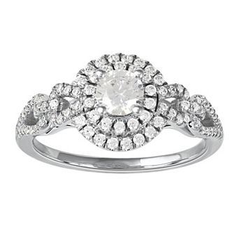 DeCouer 10k Gold 3/4 Carat T.W. Diamond Double Halo Engagement Ring