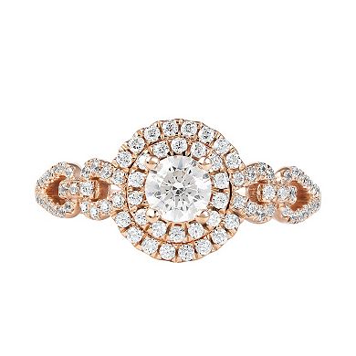 DeCouer 10k Gold 3/4 Carat T.W. Diamond Double Halo Engagement Ring