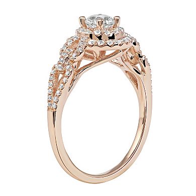 DeCouer 10k Gold 3/4 Carat T.W. Diamond Double Halo Engagement Ring