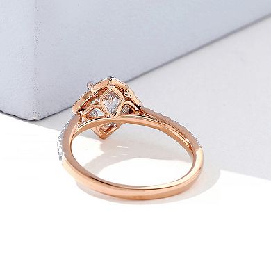 DeCouer 10k Rose Gold 3/4 Carat T.W. Diamond Floral Halo Engagement Ring