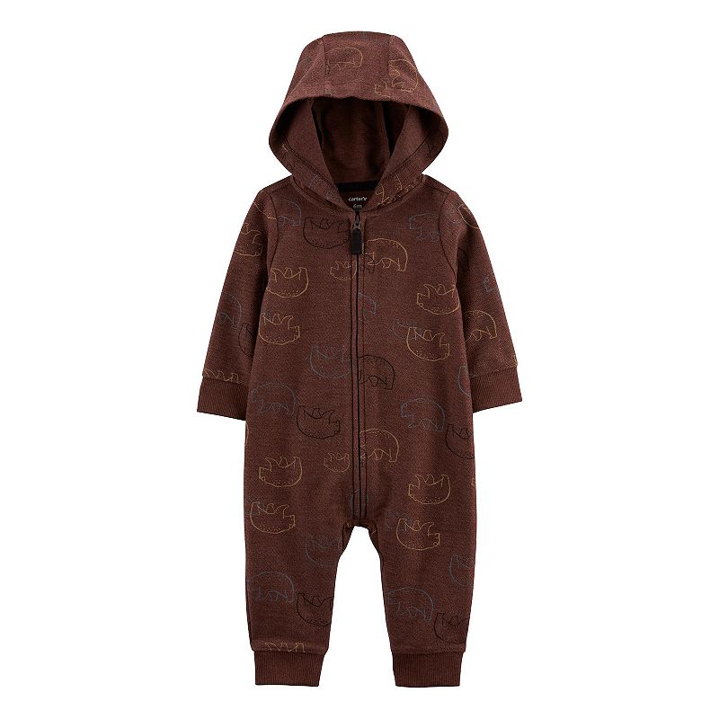 Baby Boy Carters Zip Hooded Fleece Jumpsuit, Infant Boys, Size: 12 Months