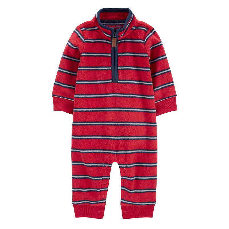 Baby Boy Carters Striped Fleece Jumpsuit, Infant Boys, Size: 3 Months, Re