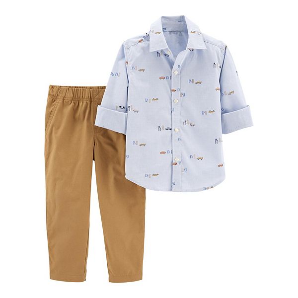 Toddler Boy Carter's Polka-Dot Button-Front Shirt & Shorts Set