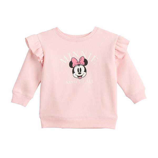 Baby Girl Disney Minnie Mouse Ruffle Shoulder Graphic Sweatshirt by ...