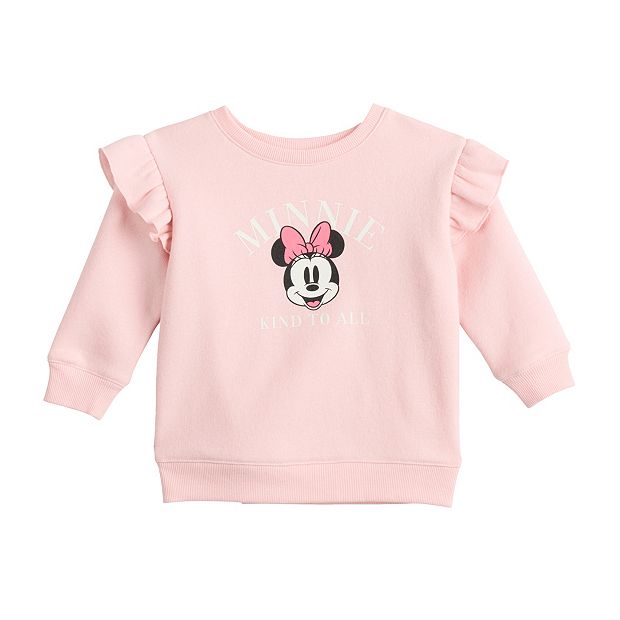 Baby Girl Disney Minnie Mouse Ruffle Shoulder Graphic Sweatshirt