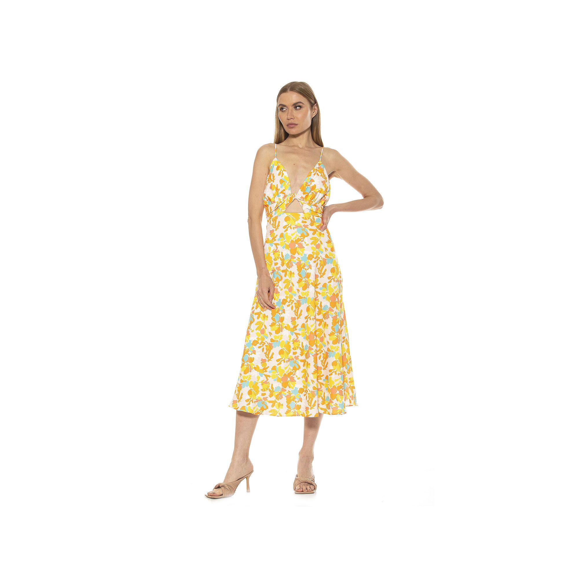 Womens ALEXIA ADMOR Camila Draped Cutout Fit & Flare Dress, Size: 14, Spri