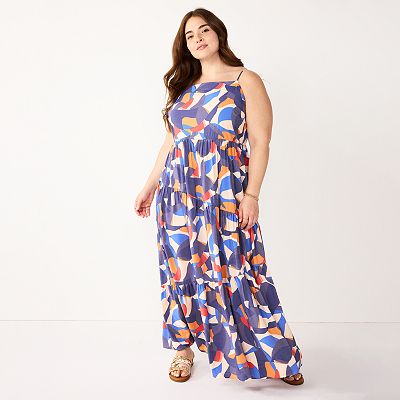navy blue dress for baby girl Asymmetrical Tiered Maxi Dress, Orchid Floral / Small main image 1