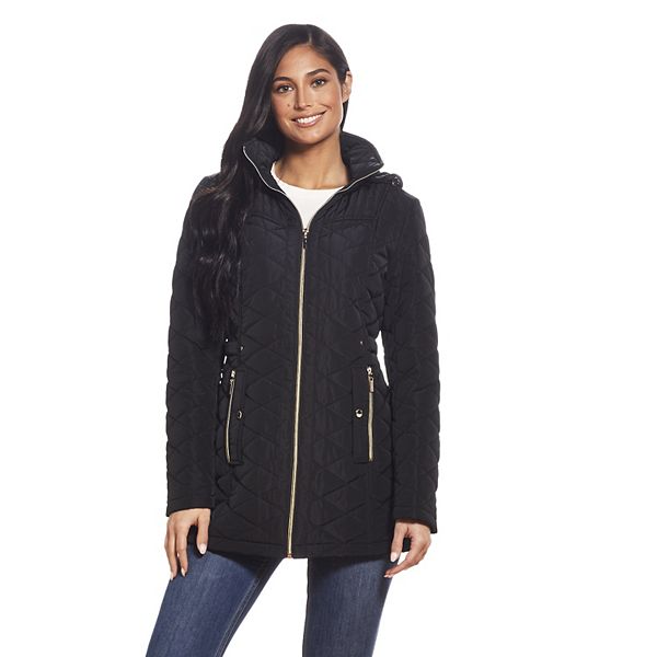 Women S Gallery Hooded Quilted Jacket, Womens Hooded Peacoat Small Sizes
