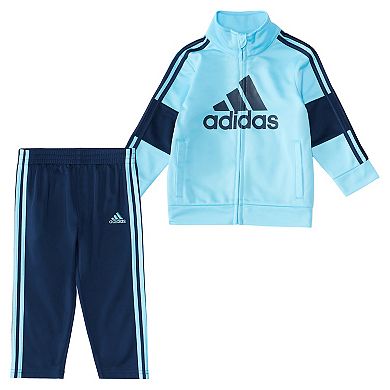 Baby Boy adidas Tricot Baby Blue Logo Graphic Track Jacket u0026 Pants Set
