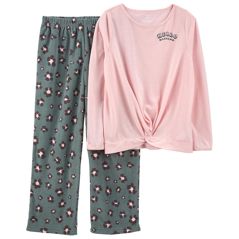Girls 4-14 Carters Leopard Top & Fleece Bottoms Pajama Set, Girls, Size: 
