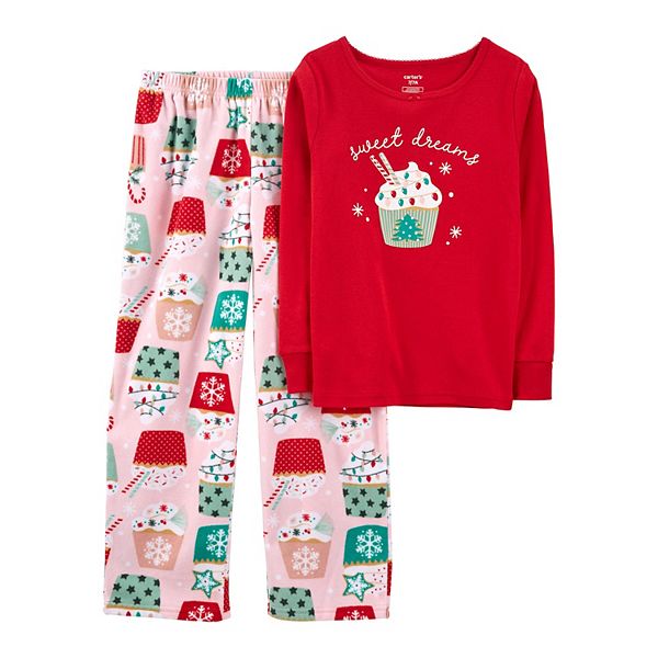 Girls 4-14 Carter's Christmas Cupcake Top & Bottoms Fleece Pajama Set