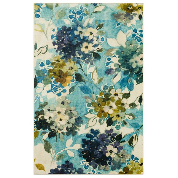 Mohawk® Home Hydrangea Blooms Aqua Area Rug