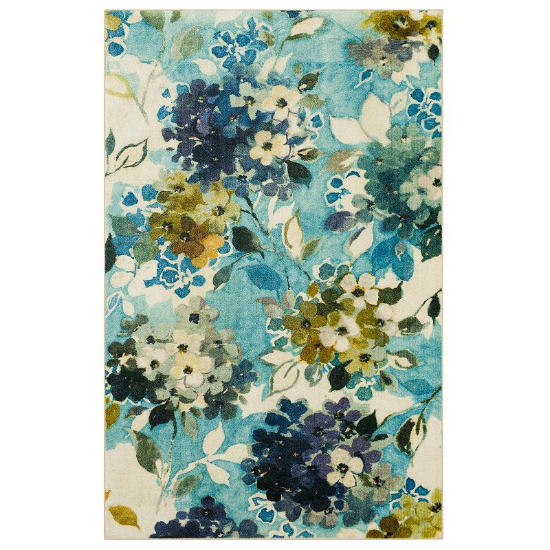 Mohawk Home Hydrangea Blooms Aqua Area Rug, Blue, 8X10 Ft