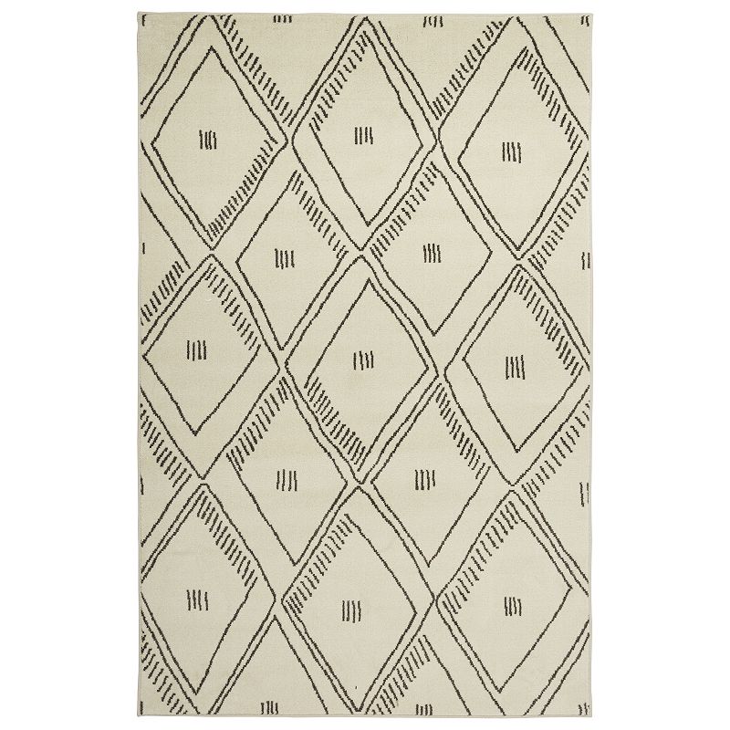 Mohawk Home Fresco Diamond Linen Area Rug, Beig/Green, 8X10 Ft