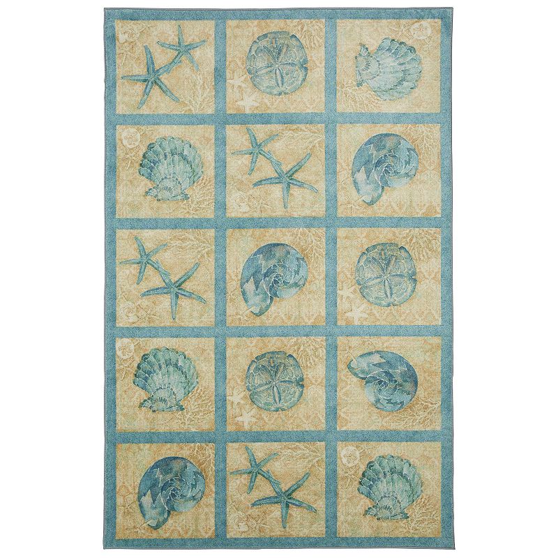 Mohawk Home Laguna Shells Seaside Area Rug, Blue, 8X10 Ft