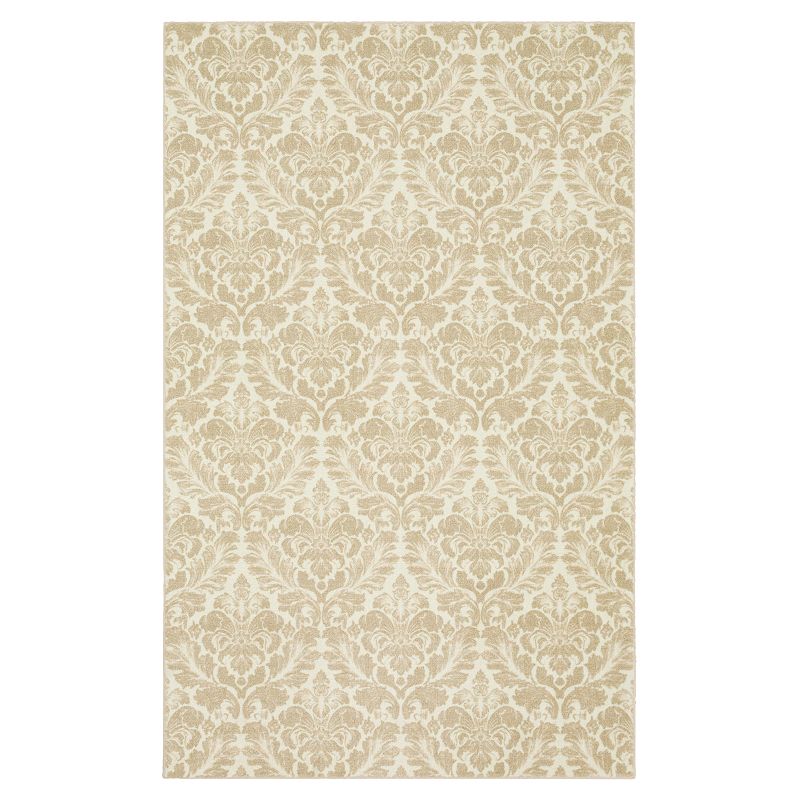 Mohawk Home Bonjour Damask Linen Area Rug, Beig/Green, 5X8 Ft