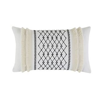 INK+IVY Bea Removable Cover Embroidered Geometric Oblong Throw Pillow