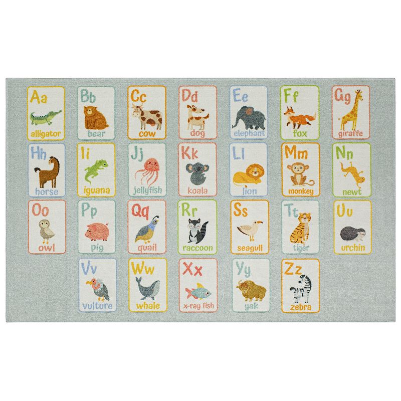 Mohawk Home Kids Alphabet Animals Area Rug, Blue, 8X10 Ft