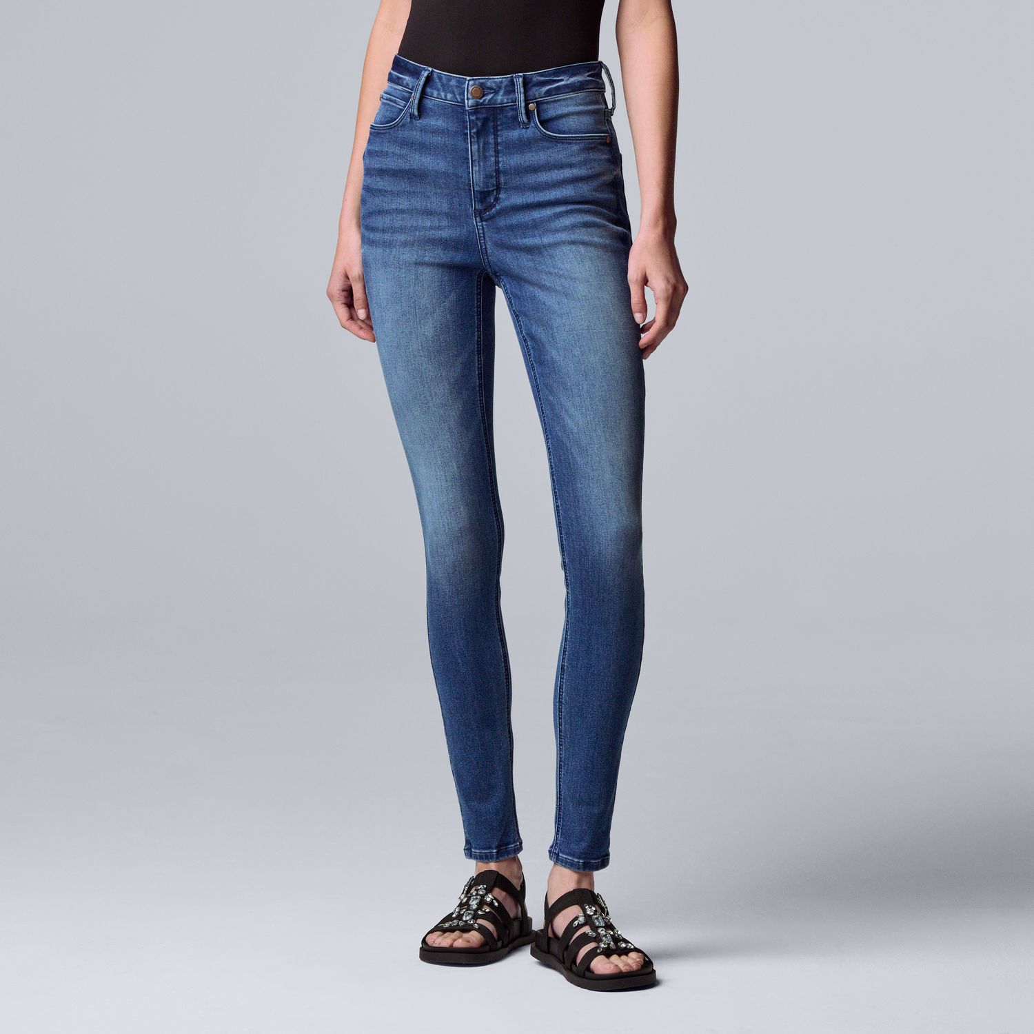 Plus Size Simply Vera Vera Wang Roll Cuff All-Day Mid Rise Denim Legging
