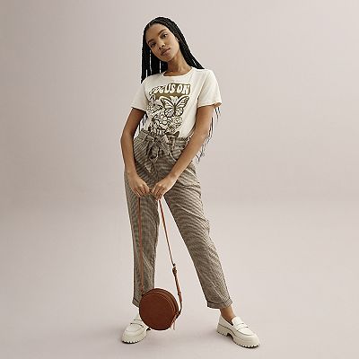 juniors high waisted dress pants Wide Leg Tailored Trousers