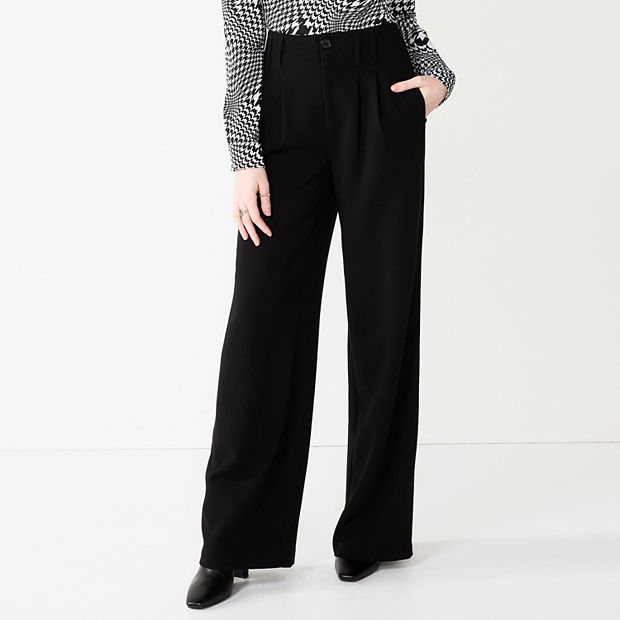 Juniors' SO® Solid High-Rise Wide Leg Trousers