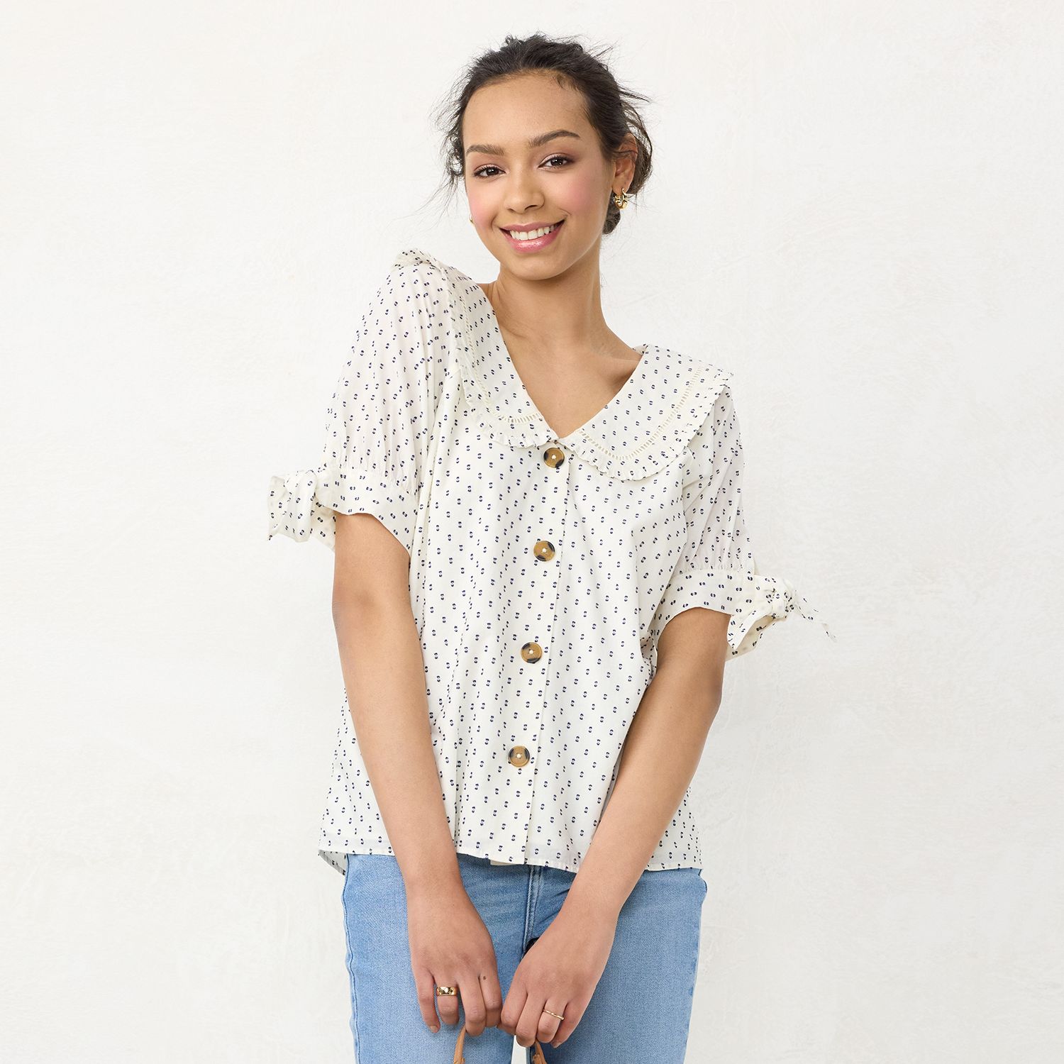 peter pan collar top women's