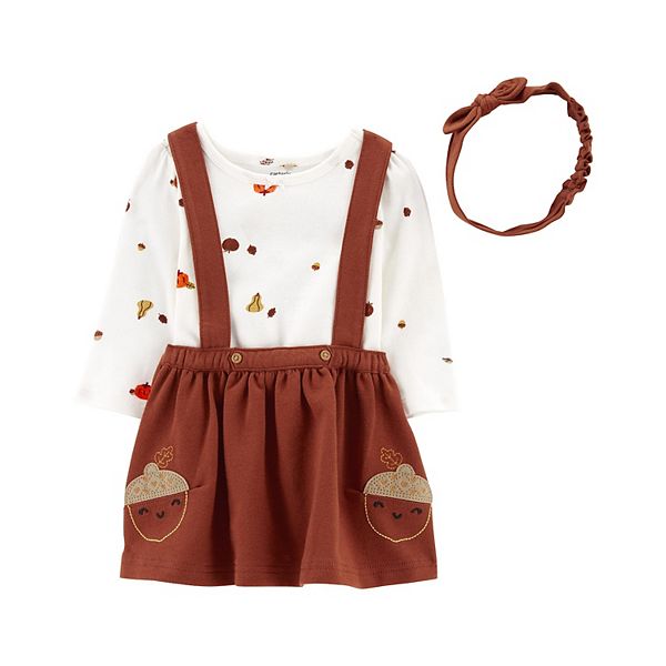 Baby Girl Carter's Autumn Gourd Tee, Acorn Jumper, & Headwrap Set