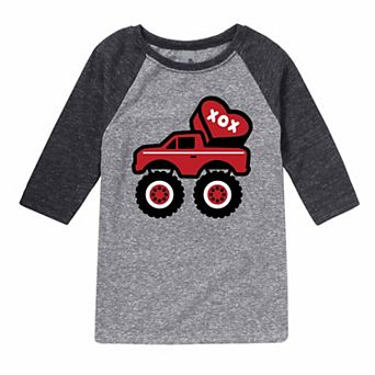 Boys 8-20 Valentines Day Truck Graphic Raglan Tee