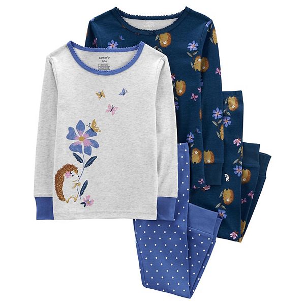 Toddler Girl Carter's 4-Piece Hedgehog Pajama Set